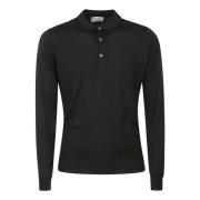 Zwarte Merinowol Polo Shirt John Smedley , Black , Heren