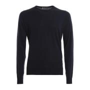 Blauwe Merinowol Pullover Trui John Smedley , Black , Heren