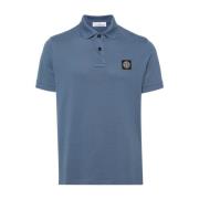 Logo Patch Polo Shirt Stone Island , Blue , Heren