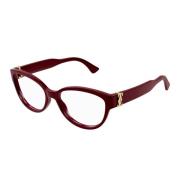 Elegante Cat-Eye Brilmontuur met Gouden Detail Cartier , Red , Unisex