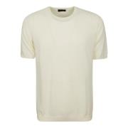 Witte Katoenen Spons Effect T-shirt Roberto Collina , White , Heren