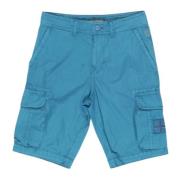 Turquoise Katoenen Shorts met Meerdere Zakken Napapijri , Blue , Heren