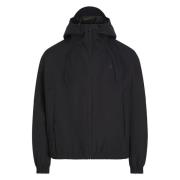 Zwarte Waterdichte Trekkoord Hooded Jas Calvin Klein , Black , Heren