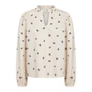 Blauwe Bloemenprint Lange Mouw Blouse Part Two , Multicolor , Dames