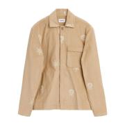 Geborduurde Corduroy Overshirt Soulland , Beige , Heren