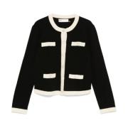 Chunky Wool Trim Cardigan Tory Burch , Black , Dames