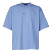 Blauwe Logo Print T-shirts en Polos Marni , Blue , Heren