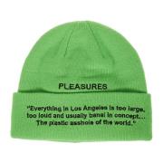 Groene Logo Detail Beanie Muts Pleasures , Green , Heren