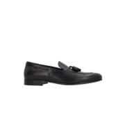 Zwarte leren instappers Stuart Weitzman , Black , Heren