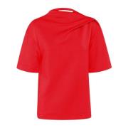 Draped Shoulder T-Shirt Scarlet InWear , Red , Dames