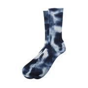 Geribbelde Tie Dye Crew Sokken RoToTo , Blue , Heren