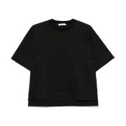 Zwart Geborduurd Logo Crew Neck T-shirt Max Mara , Black , Dames