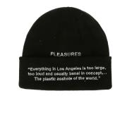 Zwarte Logo Detail Beanie Hoed Pleasures , Black , Heren