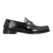 Goudkleurige Metalen Leren Loafers Versace , Black , Heren