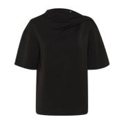 Elegante Gedrapeerde Zwarte T-shirt InWear , Black , Dames