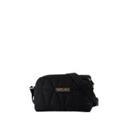 Zwarte Nylon Schoudertas met Magneetsluiting Versace , Black , Heren