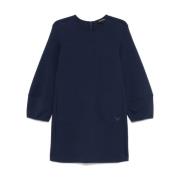 Blauwe Jersey Crew Neck Jurk Emporio Armani , Blue , Dames