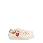 Beige Canvas Sneakers met Hartprint Comme des Garçons , Beige , Heren