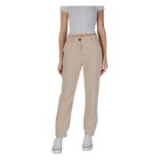 Beige Rits-Knoop Broek met Zakken b.young , Beige , Dames