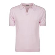 Roze Polo Shirt met V-Hals John Smedley , Pink , Heren