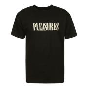 Zwart Katoenen T-shirt met Logoprint Pleasures , Black , Heren