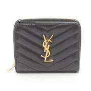 Pre-owned Leather wallets Yves Saint Laurent Vintage , Black , Dames