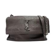 Pre-owned Leather shoulder-bags Saint Laurent Vintage , Gray , Dames