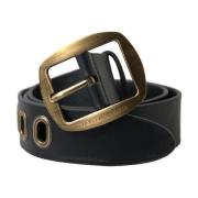 Smalle Italiaanse leren riem met metalen gesp Dolce & Gabbana , Black ...