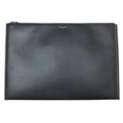 Pre-owned Leather clutches Saint Laurent Vintage , Black , Heren