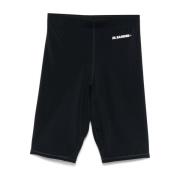 Blauwe Logo Fietser Shorts Stretch Jil Sander , Blue , Dames