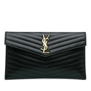 Pre-owned Leather clutches Yves Saint Laurent Vintage , Black , Dames