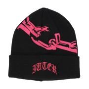 Zwarte Ketting Beanie Hoed Iuter , Black , Unisex