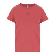 Katoenen Jersey Crew Neck T-Shirt Pinko , Red , Dames