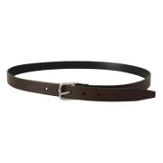 Elegante Leren Riem met Metalen Gesp Dolce & Gabbana , Brown , Heren