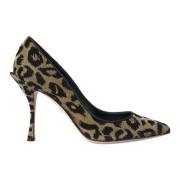 Luipaard Lurex Hakken Pumps Schoenen Dolce & Gabbana , Black , Dames