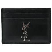 Pre-owned Leather wallets Saint Laurent Vintage , Black , Dames