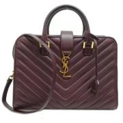 Pre-owned Leather handbags Saint Laurent Vintage , Purple , Dames