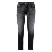 Slim Fit Jeans met Achterlogo Diesel , Black , Heren