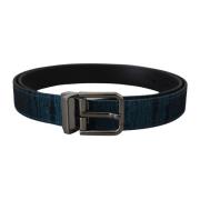 Blauwe Jacquard Designer Riem Dolce & Gabbana , Blue , Heren