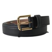 Italiaanse leren riem met metalen gesp Dolce & Gabbana , Black , Heren