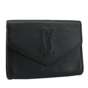 Pre-owned Leather clutches Saint Laurent Vintage , Black , Dames