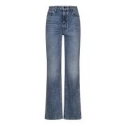 Blauwe Jeans met Hoge Taille en Stovepipe Pijpen Khaite , Blue , Dames