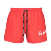 logo zwemshorts Balmain , Red , Heren