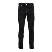 Herenknoopjeans met leren patch Dsquared2 , Black , Heren