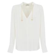 Georgette Lange Mouw Shirt Ivoor Elisabetta Franchi , Beige , Dames