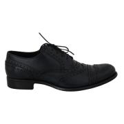 Blauwe Leren Wingtip Jurkschoenen Dolce & Gabbana , Blue , Heren