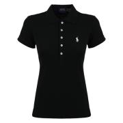 Zwarte Pique T-shirts en Polos Polo Ralph Lauren , Black , Dames