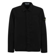 Zwarte Katoenen Overshirt Jas Stone Island , Black , Heren