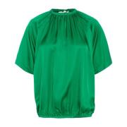 Elegante Gedrapeerde Groene Blouse InWear , Green , Dames