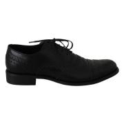 Elegante Zwarte Leren Derby Wingtip Schoenen Dolce & Gabbana , Black ,...